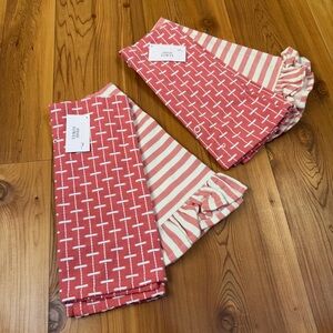 OEKO TEX 100% Cotton Pink Stripe Ruffle Kitchen Dish Towels NWT Bundle Set of 4